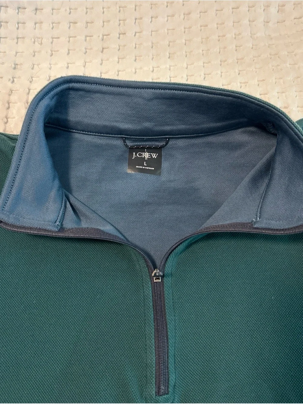 J Crew Performance Coolmax Quarterzip Pullover Men's Large Forest Green